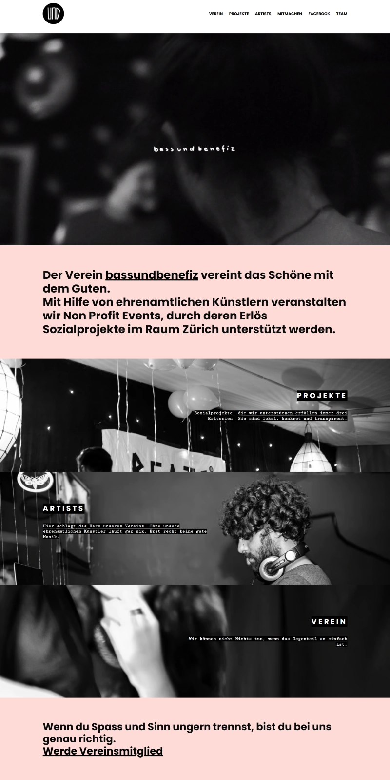 Ausschnitt der Website von Verein Bass und Benefiz