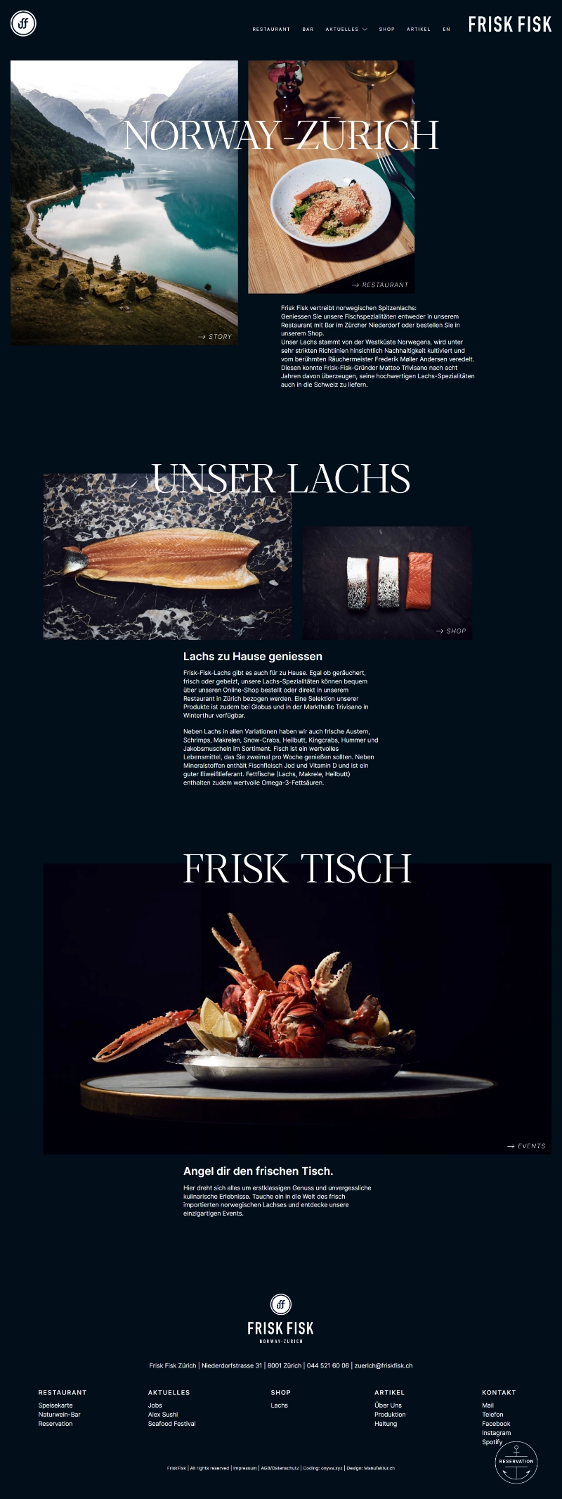 Ausschnitt der Website von FriskFisk