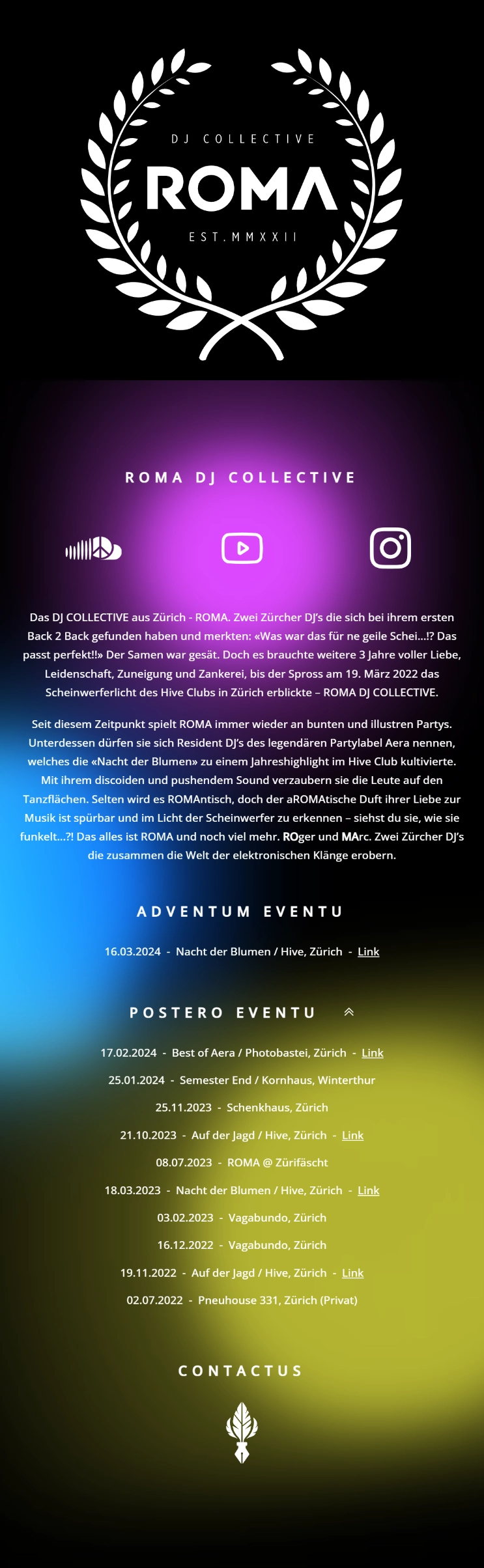 Ausschnitt der Website von ROMA DJ COLLECTIVE